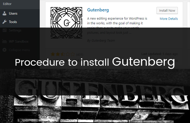 Procedure to install Gutenberg