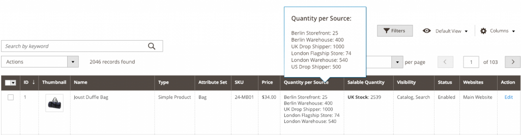 Add on-hand inventory amounts to products per source