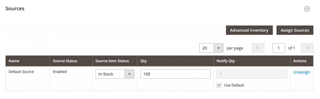 Assigning Sources per Product