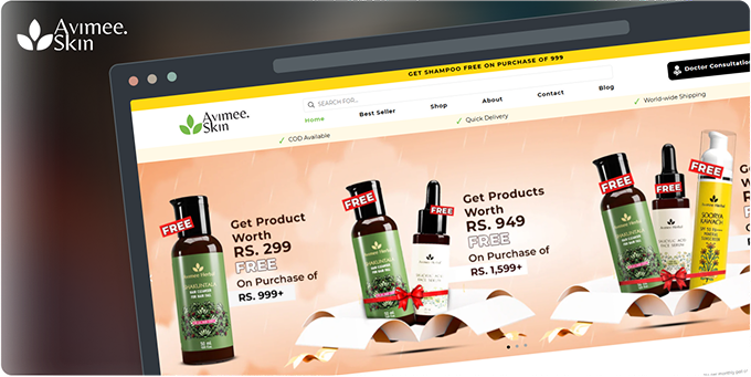 Custom Shopify eCommerce website for Ayurvedic brand Avimee – mobile-optimized layout and real-time pricing by Shopify development partner