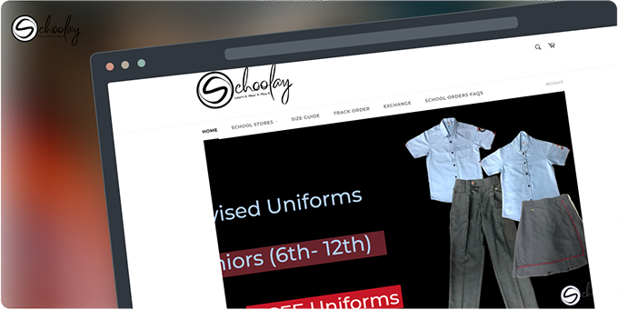 Custom Shopify eCommerce development for Schoolay – user-friendly school uniform store with categorized listings, fast mobile UX, and return tracking