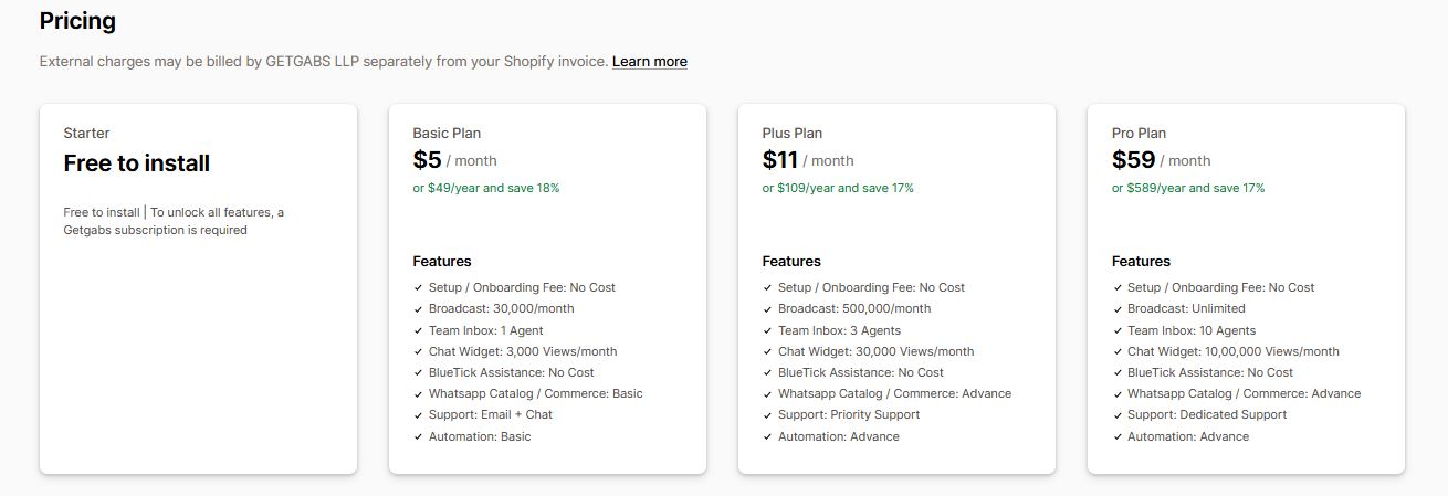 GetGabs Pricing